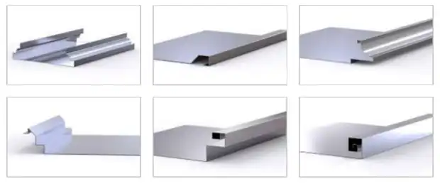 Sheet metal profiles made on a panel bender: channels, return flanges, hems and box sections