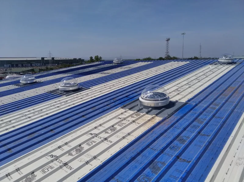 SafeLux daylighting domes fitted along a factory roof